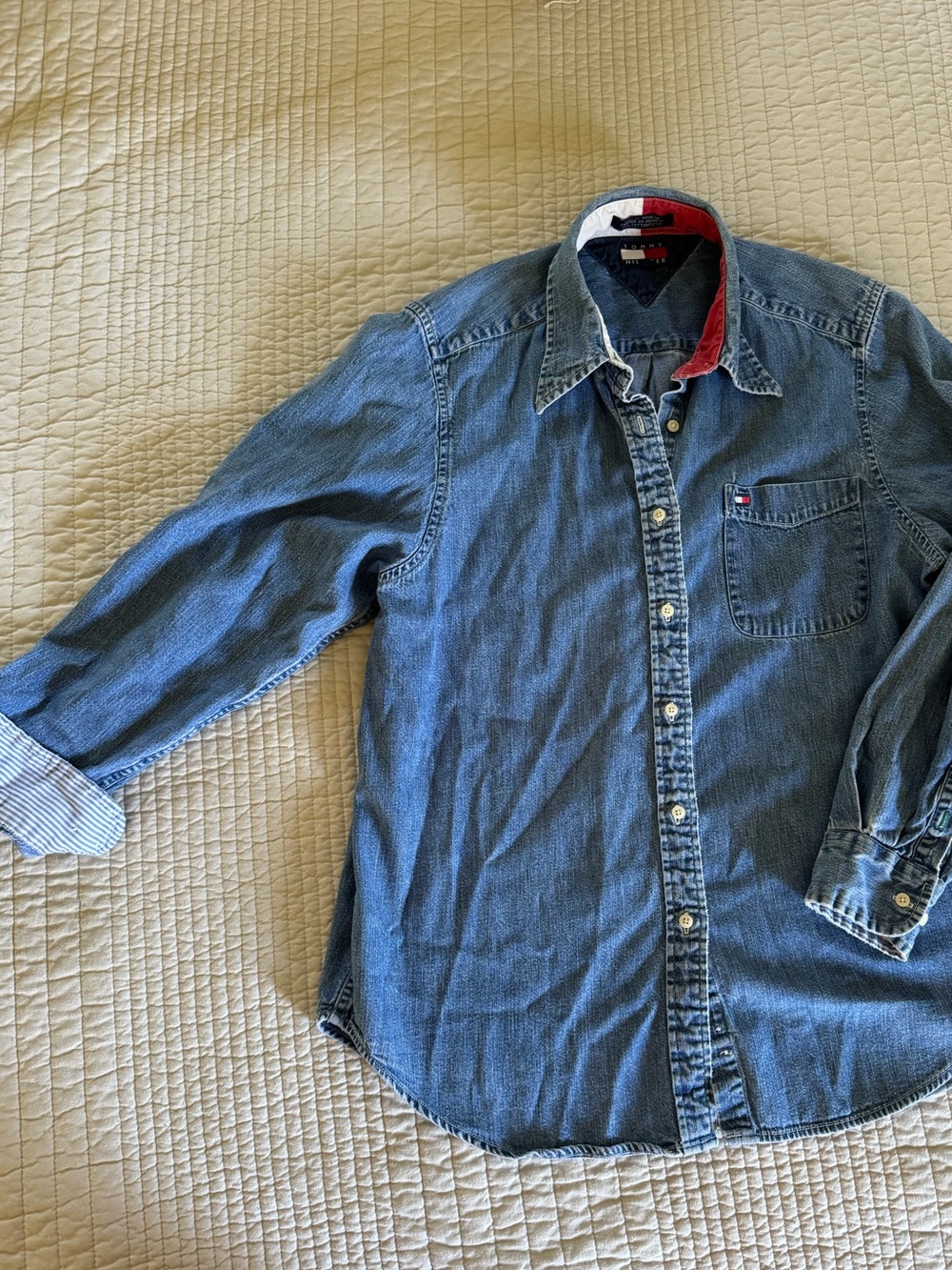 Vintage Tommy Hilfiger Cotton Denim Button Up Shirt Size 12